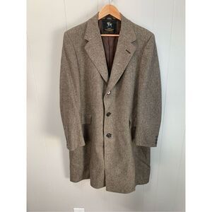 Vintage Hart Schaffner & Marx Wool Tweed Herringbone Overcoat